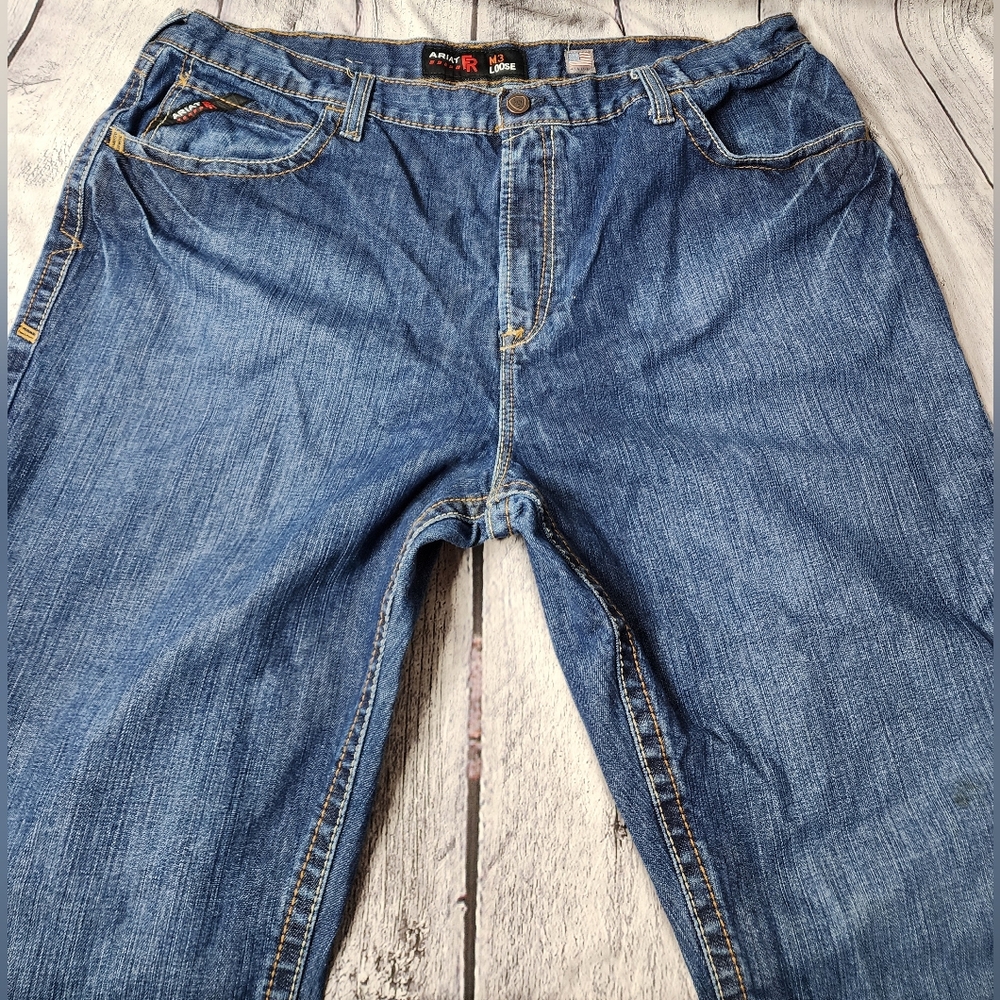 Men's work FR blue Ariat M3 Loose jeans, size 44/32